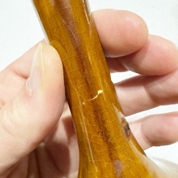 Vintage Anna VAN BRIGGLE BUD VASE Art Pottery Brown Drip Glaze 7" Tall - Picture 4 of 5